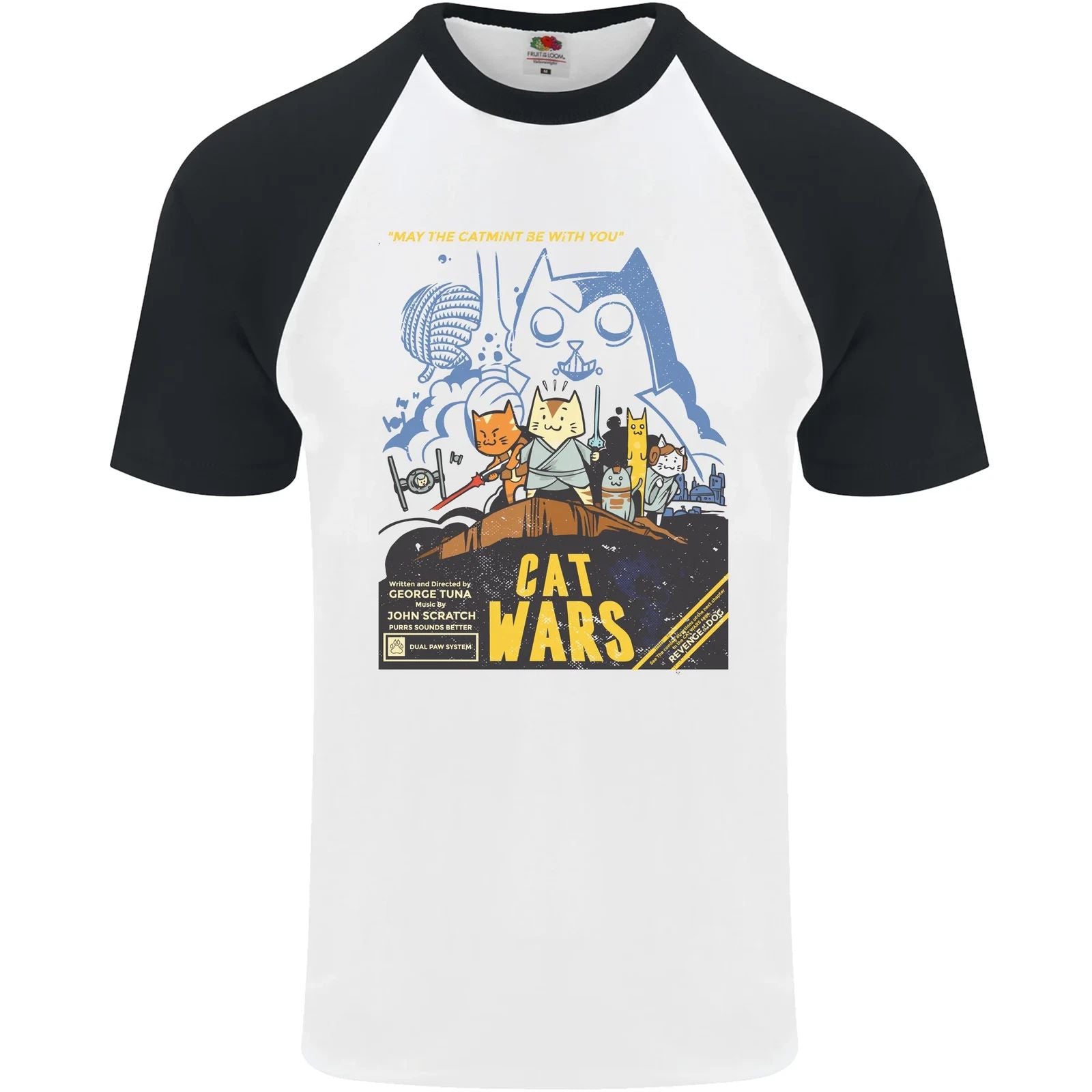 Cat Wars Funny Sci-Fi Mens S/S Baseball T-Shirt