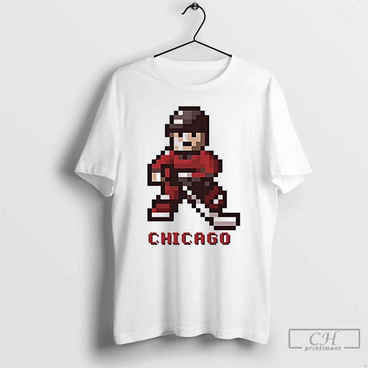 Classic Chicago Blackhawks Hockey 8 Bit Retro Baller T Shirts