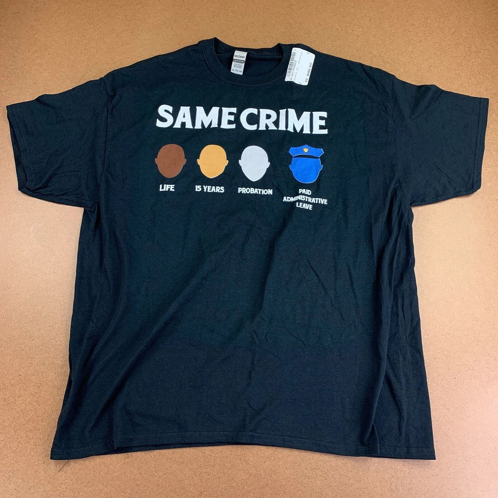 Gildan Men's Size 2XL Black Same Crime Skin Tone Graphic Short Sleeve T-Shirt