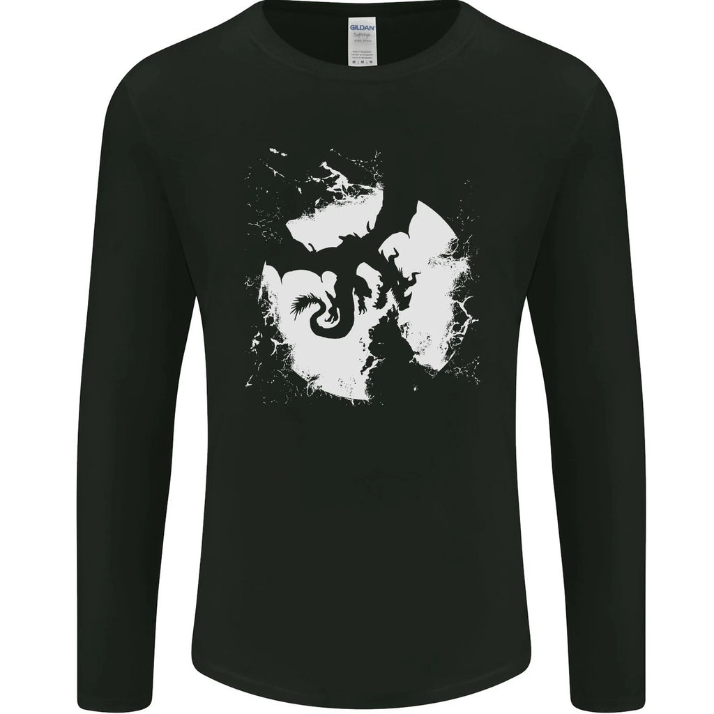 Dragon Moon Fantasy Mens Long Sleeve T-Shirt