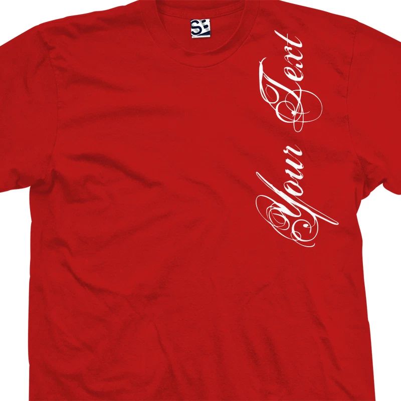 Custom Distressed Script VERT T-Shirt | Grunge Tattoo Personalized Logo Design