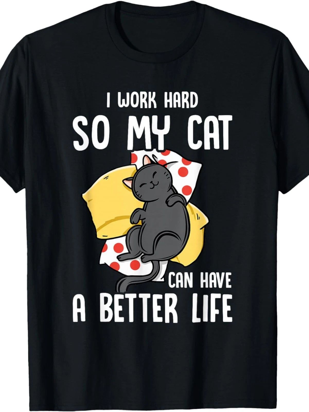 Plus-Size Men's Short-Sleeved T-Shirt for Cat Lovers,Fun Print,Cotton,Comfortabl