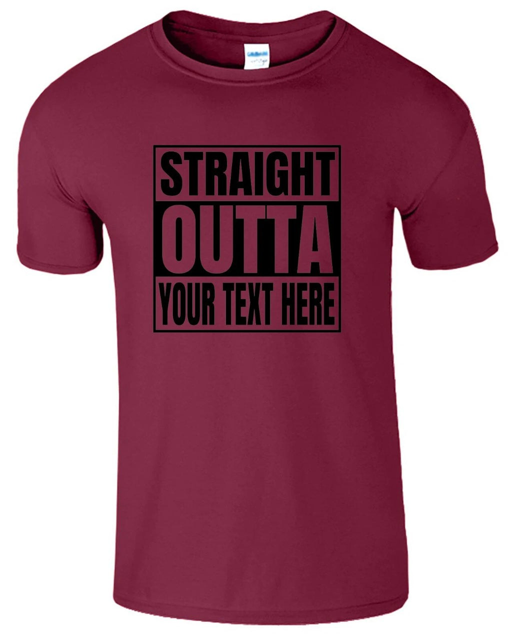 Personalized Straight Outta Custom Text Men's T Shirt Funny USA New Gift Tee
