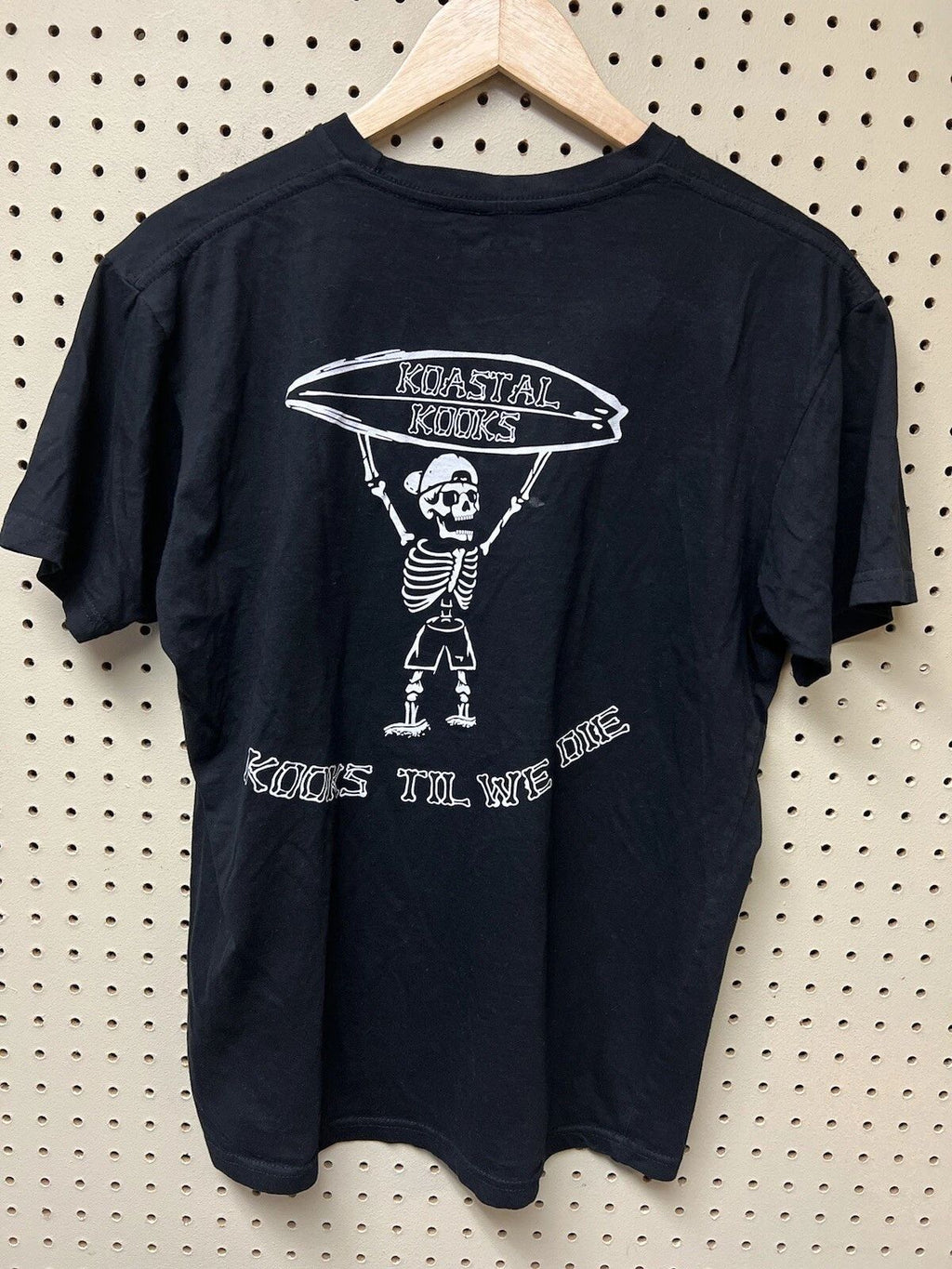 Mens Medium Koastal Kooks Black Short Sleeve T-shirt Skeleton Surf