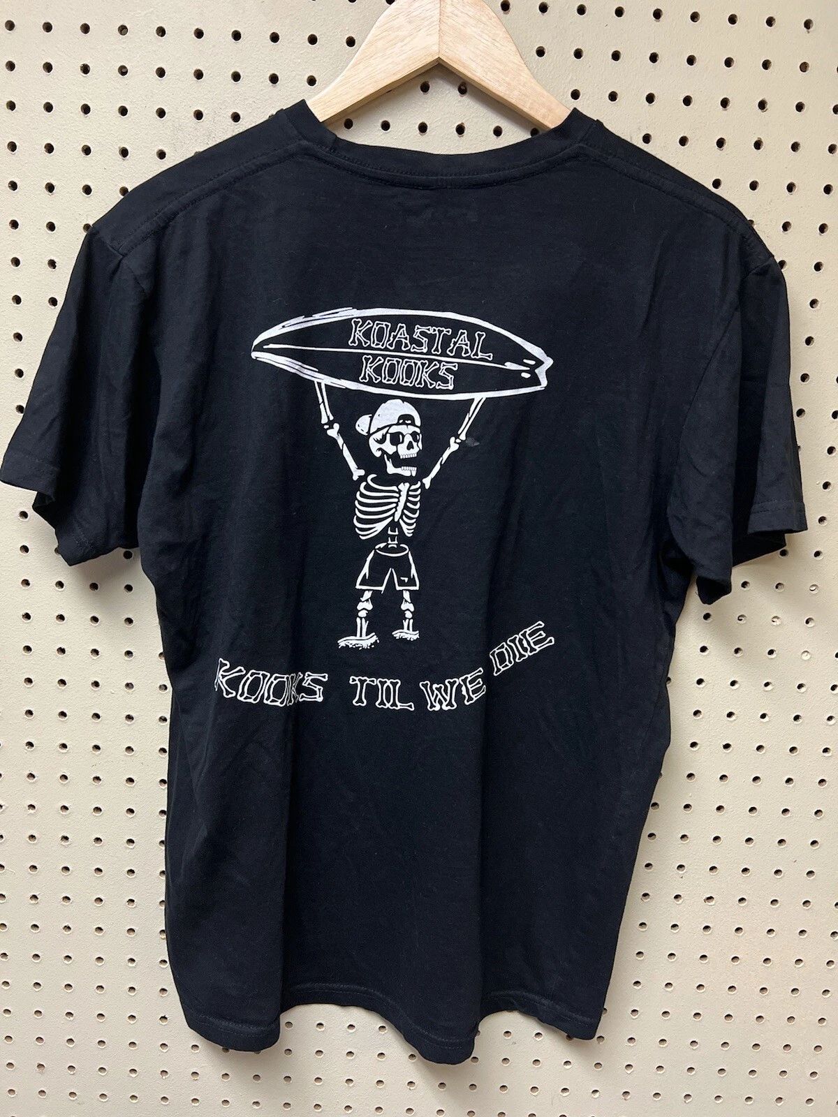Mens Medium Koastal Kooks Black Short Sleeve T-shirt Skeleton Surf