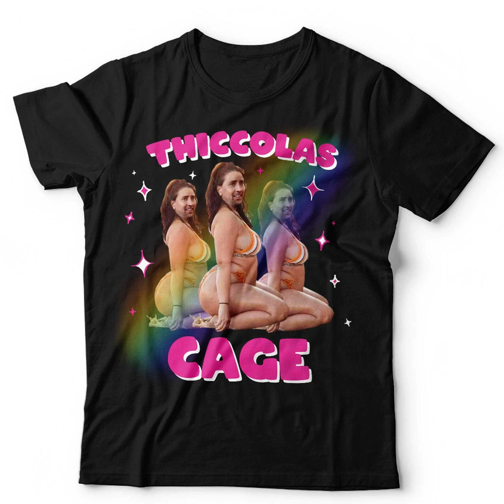 Thiccolas Cage Unisex T Shirt Weird Funny Meme Nicolas Movie Lover Vintage Retro