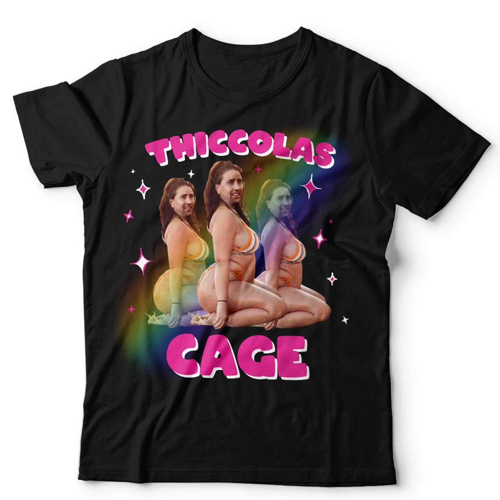 Thiccolas Cage Unisex T Shirt Weird Funny Meme Nicolas Movie Lover Vintage Retro