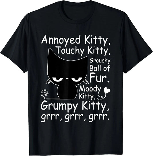 Angry Cat Kitten Lover Funny Attitude Fur Pet Owner T-Shirt Gift Full