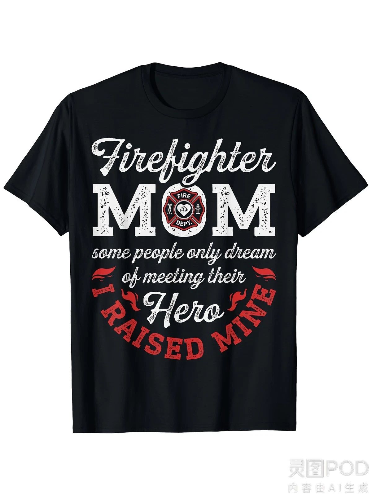 Firefighter Mom Thin Red Line T-Shirt - 100% Cotton Fire Fighting Shirt