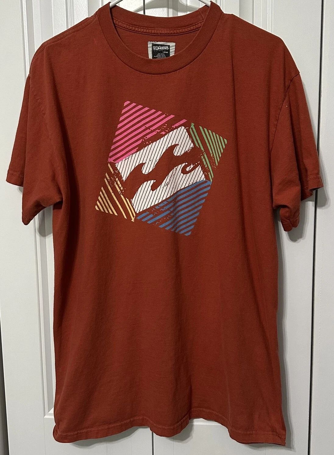 Billabong T Shirt Mens Orange Large Surfer Waves Graphic Vacation Summer