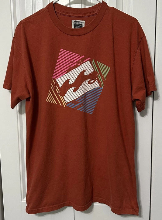 Billabong T Shirt Mens Orange Large Surfer Waves Graphic Vacation Summer