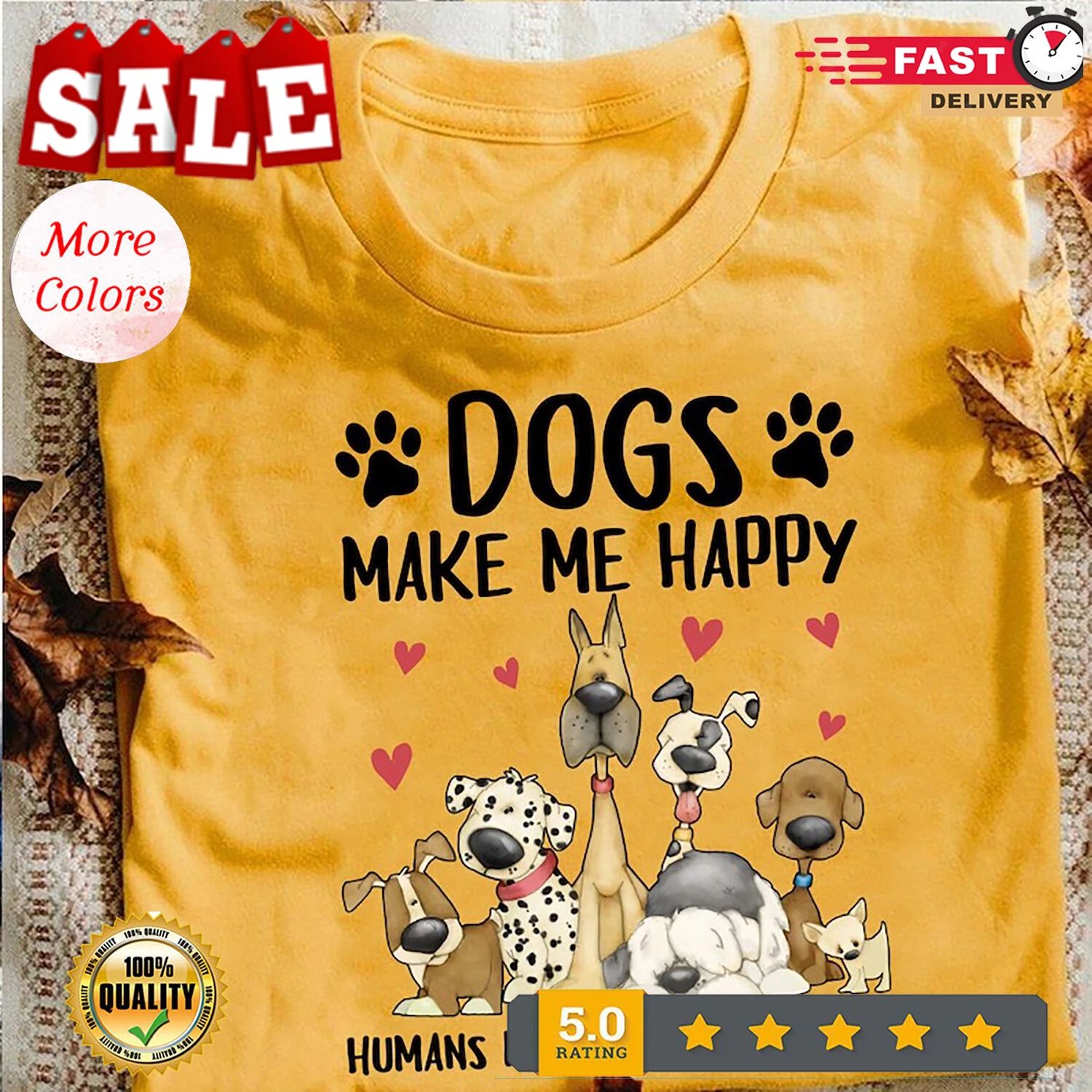 Dog lover - Dogs make me happy Humans make my head hurt - Funny Dog Lover T-Shir