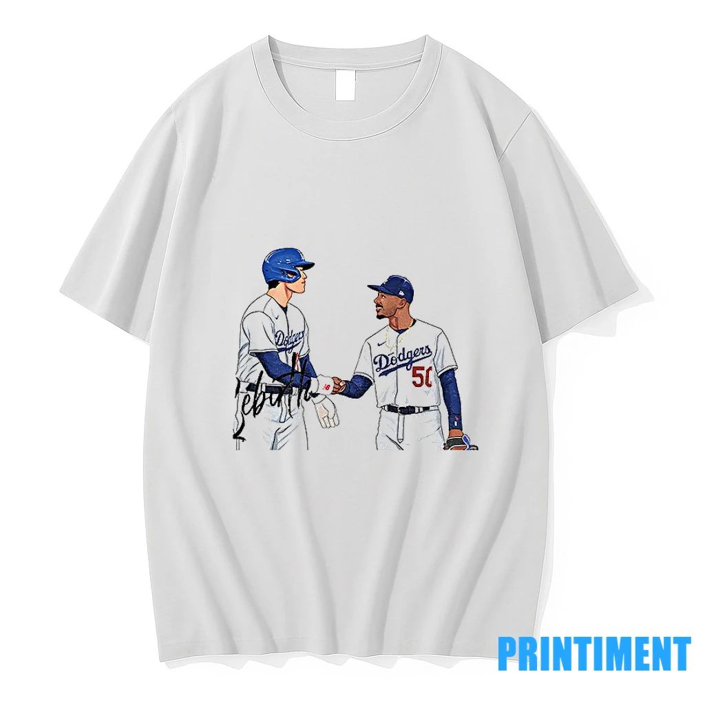 Baseball Celebratory Fist Pump With Mookie Betts Dodgers Signing Moment Tshirts Sweater