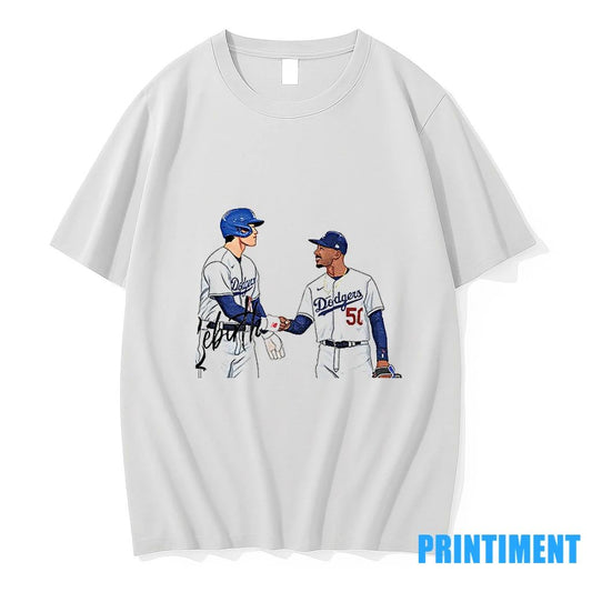 Baseball Celebratory Fist Pump With Mookie Betts Dodgers Signing Moment Tshirts Sweater