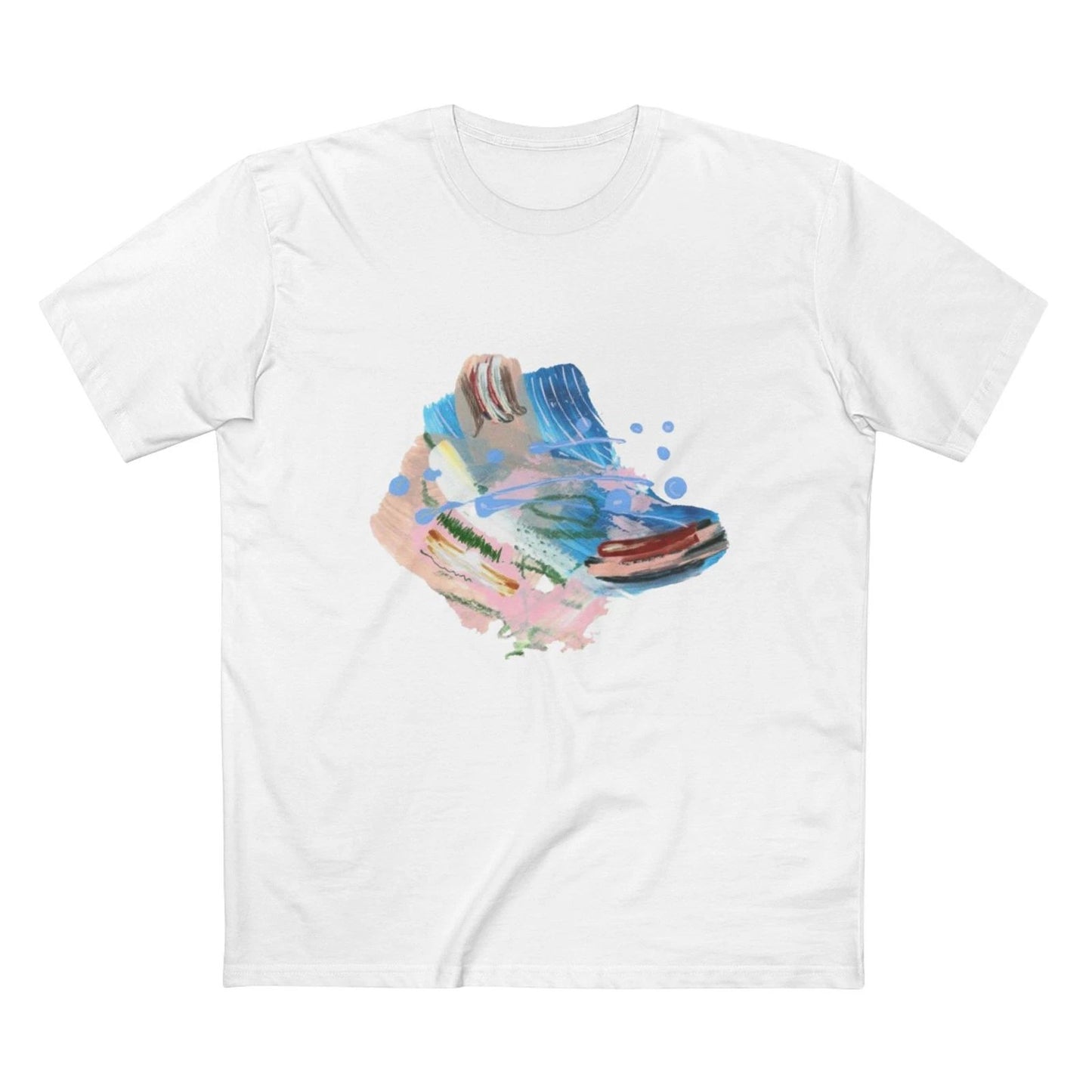 Abstract Watercolor Sneaker Graphic Tee | Artistic Streetwear T-Shirt