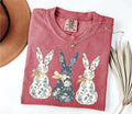 Comfort Colors  Floral Blue Bunny T-shirt  Cute Easter Coquette Bow Shirt