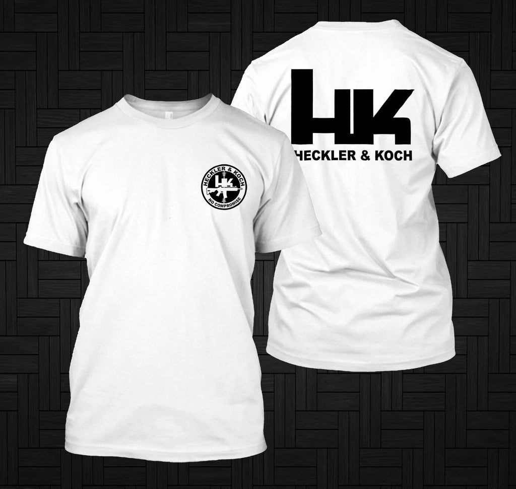Heckler & Koch HK Logo Symbol Guns Firearms -  custom front and back t-shirt tee
