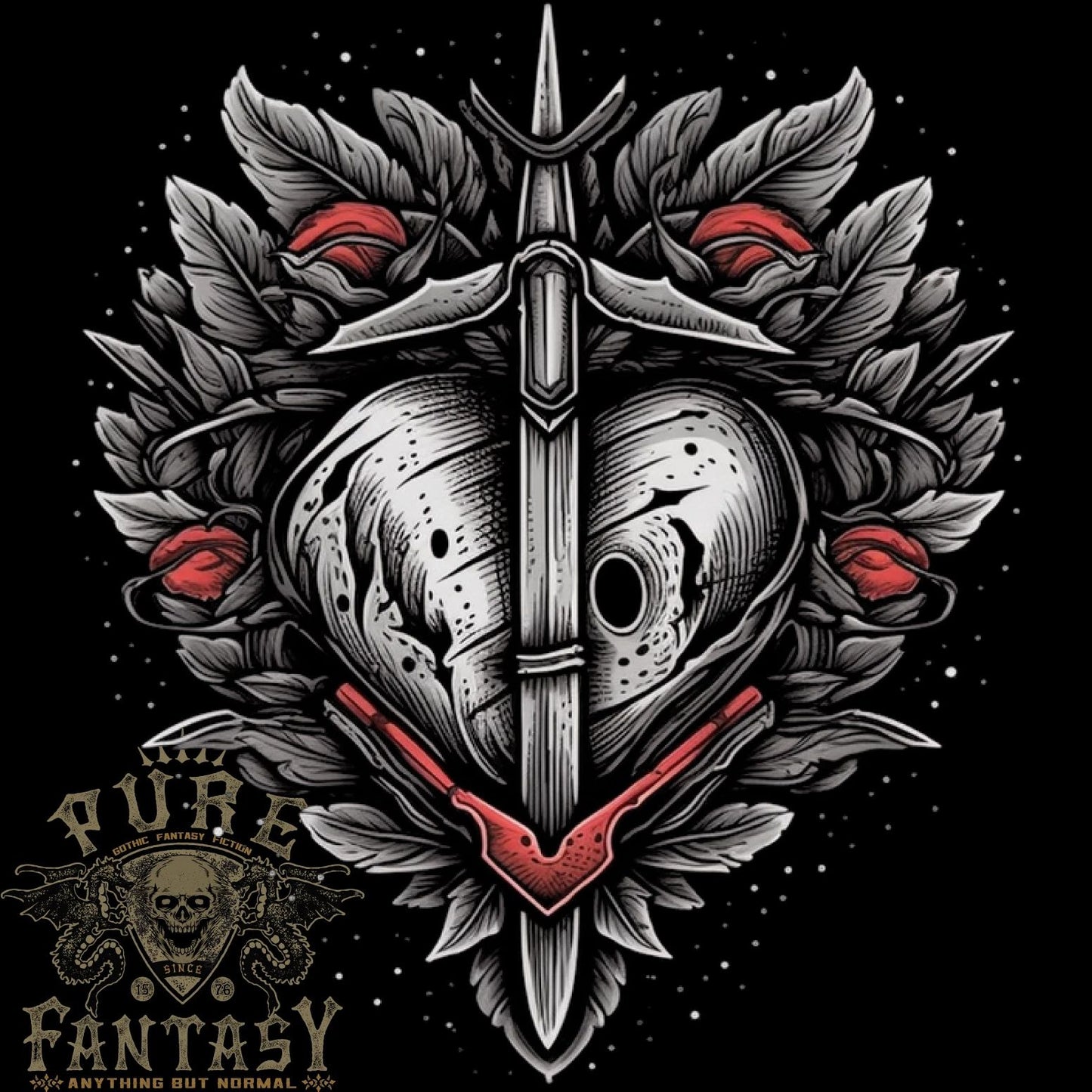 Fantasy Heart & Sword Mens Light Cotton T-Shirt
