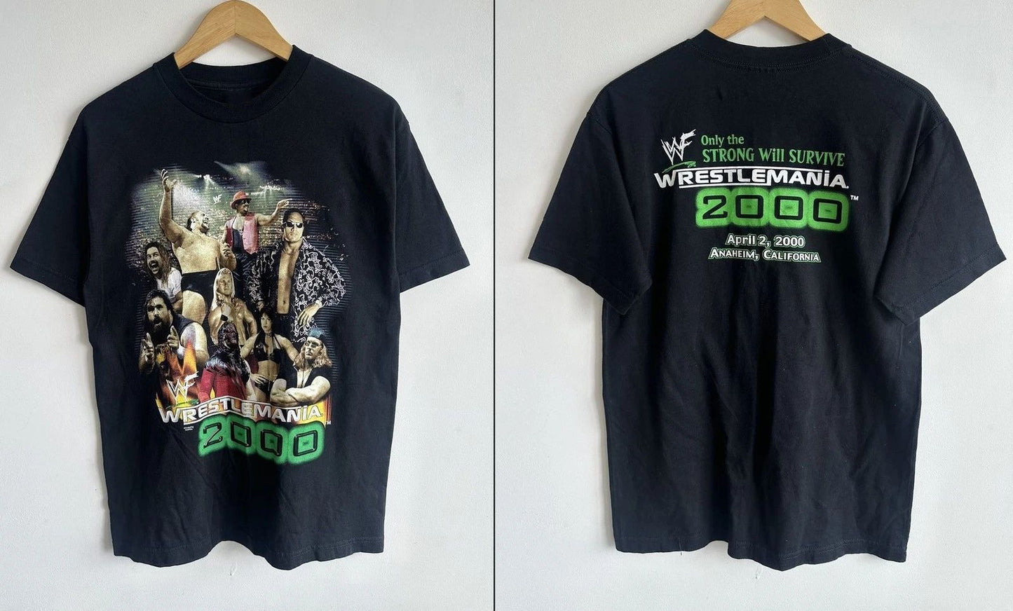Wrestlemania 2000 Only The Strong Will Survive T-shirt Reprint NEW