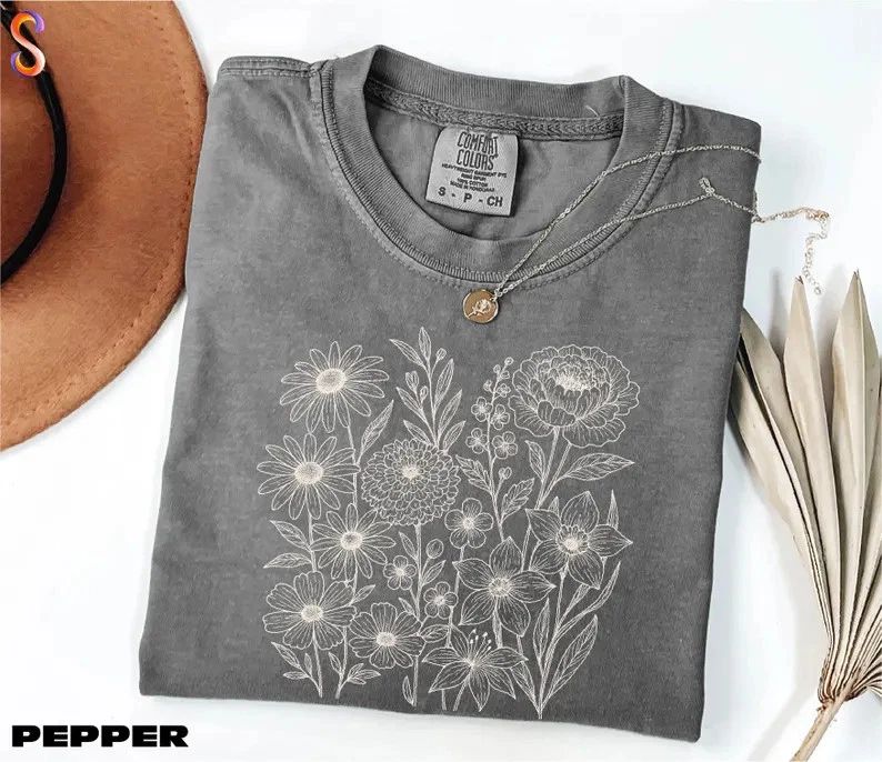 Wildflowers T-Shirt Flower Shirt Boho Comfort Colors Botanical Aesthetic Tee