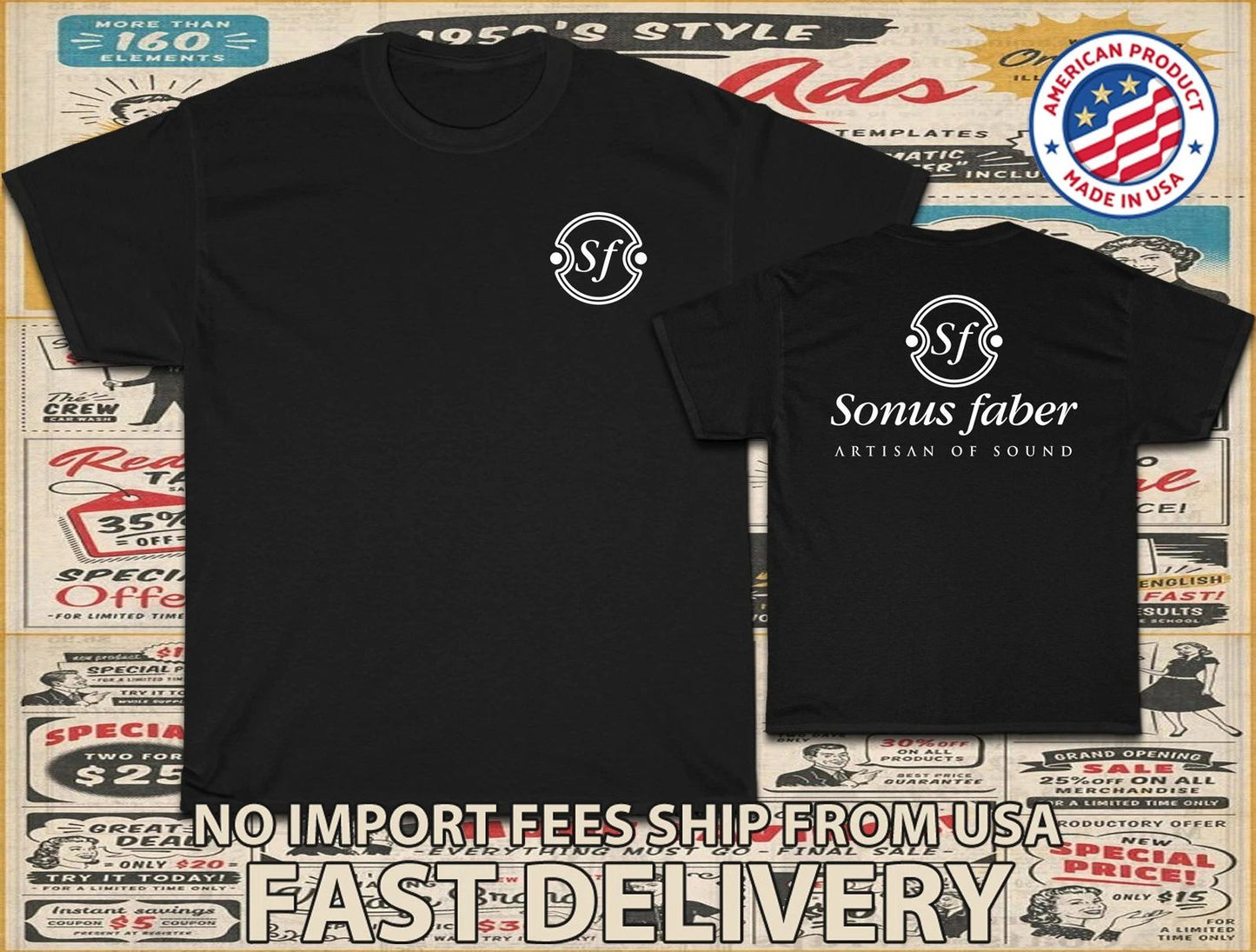 New Tee Shirt Sonus Faber Artisan of Sound Logo Men's T-Shirt American T-Shirt