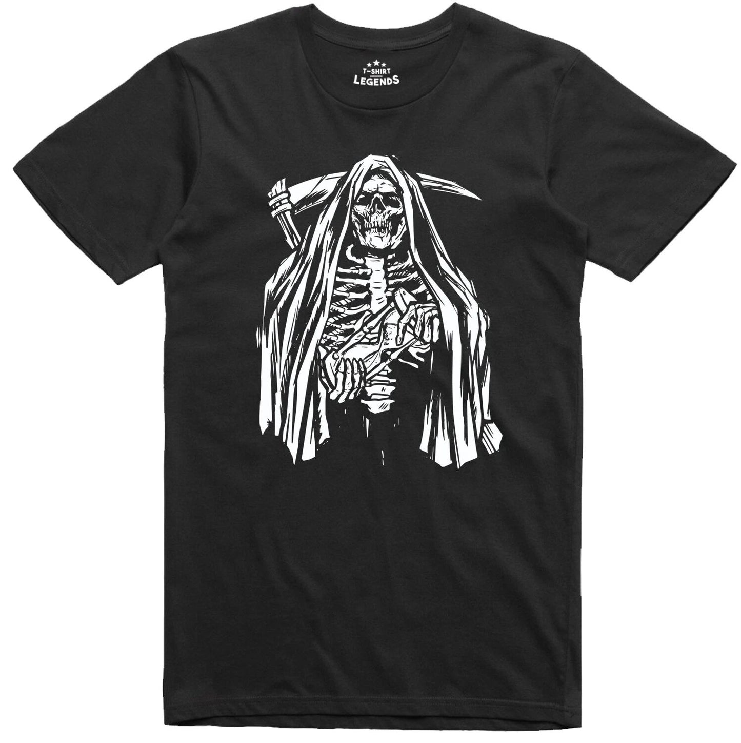 Grim Reaper Skeleton T Shirt Fantasy Horror Gothic Regular Fit Cotton T Shirt