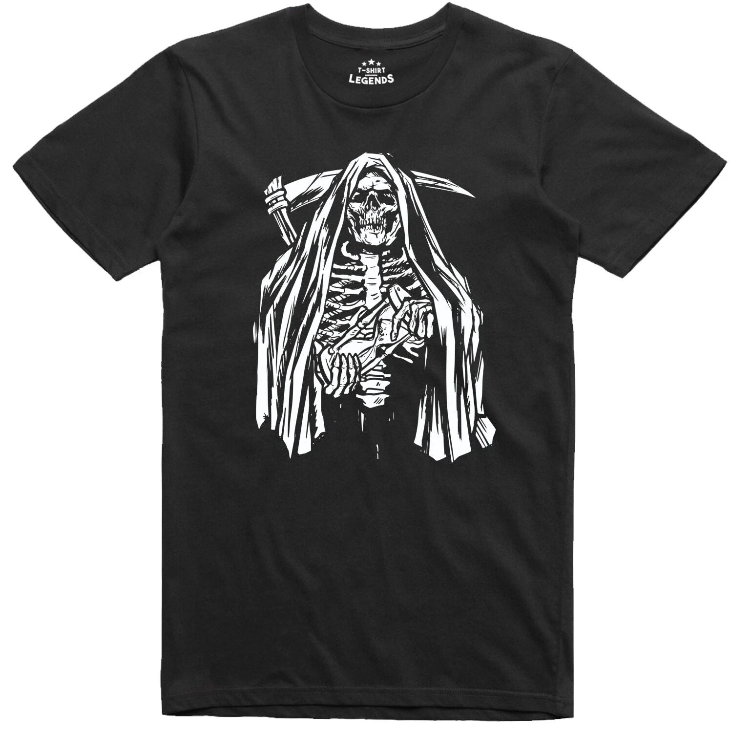 Grim Reaper Skeleton T Shirt Fantasy Horror Gothic Regular Fit Cotton T Shirt
