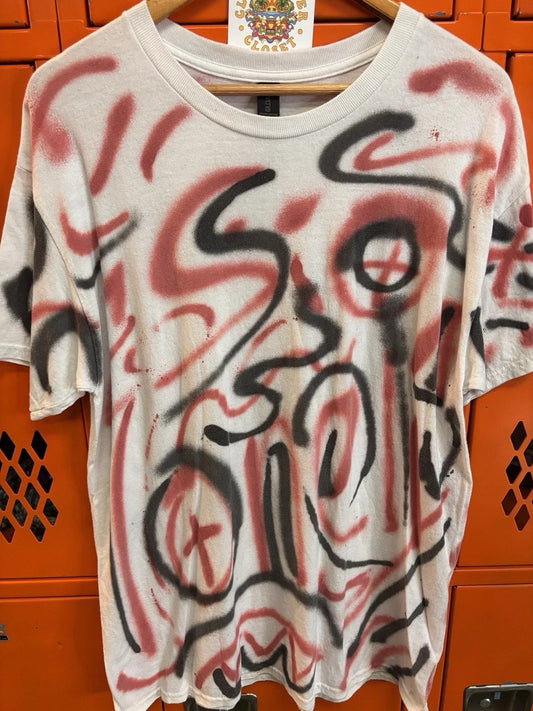 Graffiti T-Shirt Mens L Color Print AOP Man Streetwear Hand Drawn 1 of 1 Art LG
