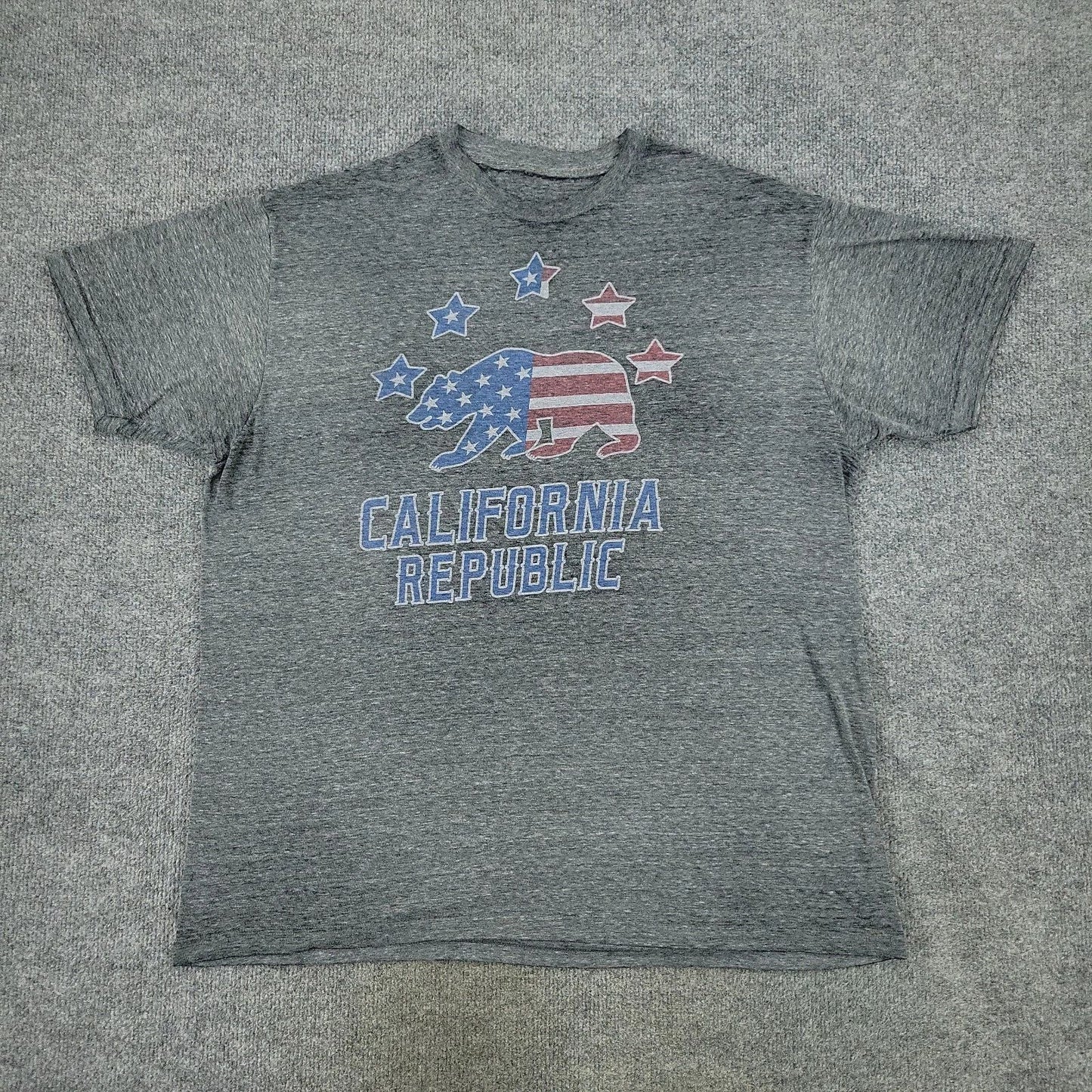 Bowery Supply Co Shirt Men XL Gray California Republic Sheer Stars Short Sleeve