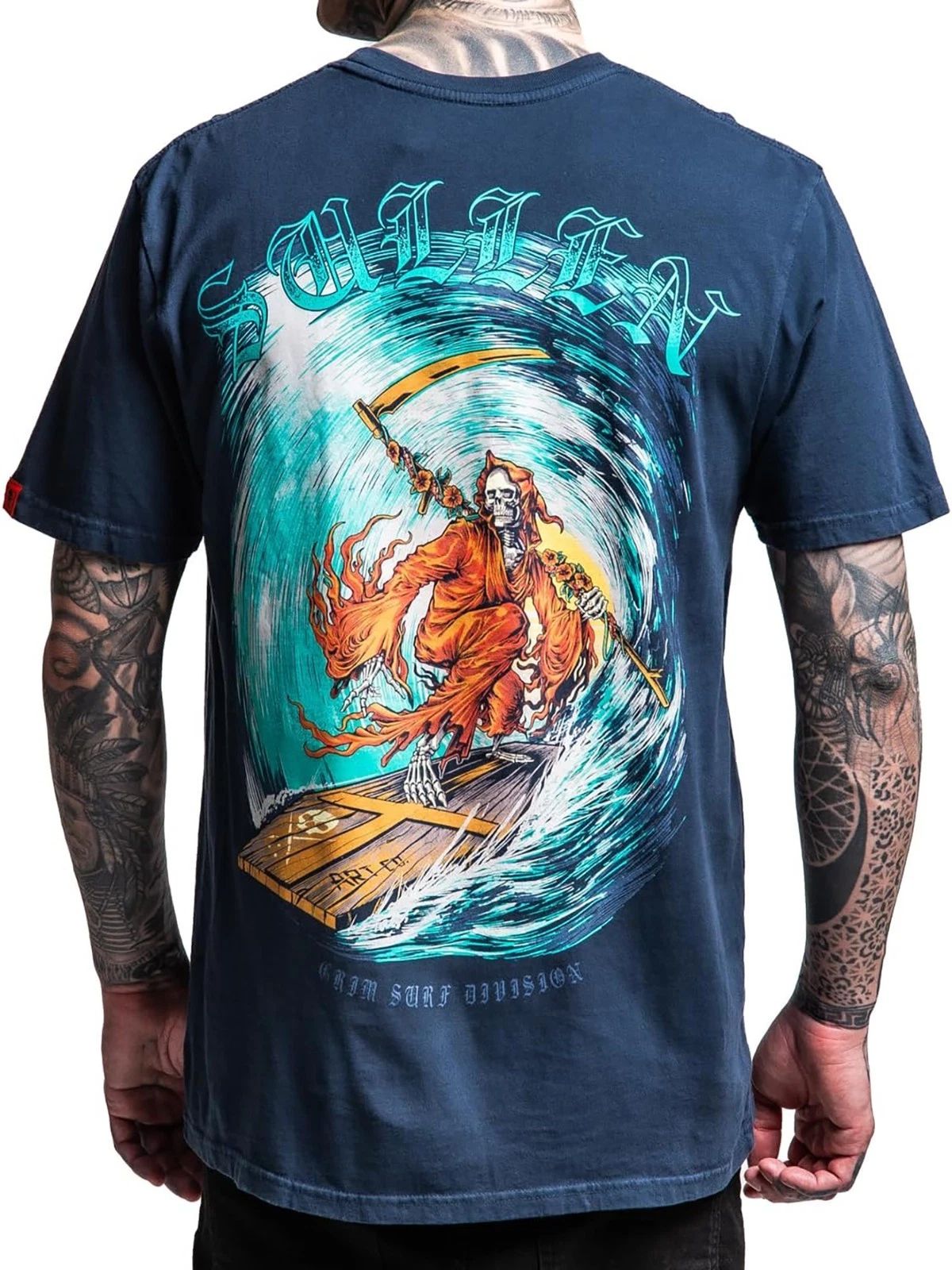 Sullen Men's Grim Surf Div Short Sleeve Premium T-shirt Reaper Surfing Coffin