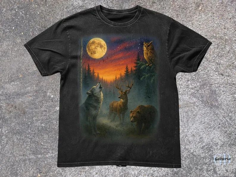 Wildlife Vintage Comfort Tee Shirt Nature Animal Retro Style Soft Cotton