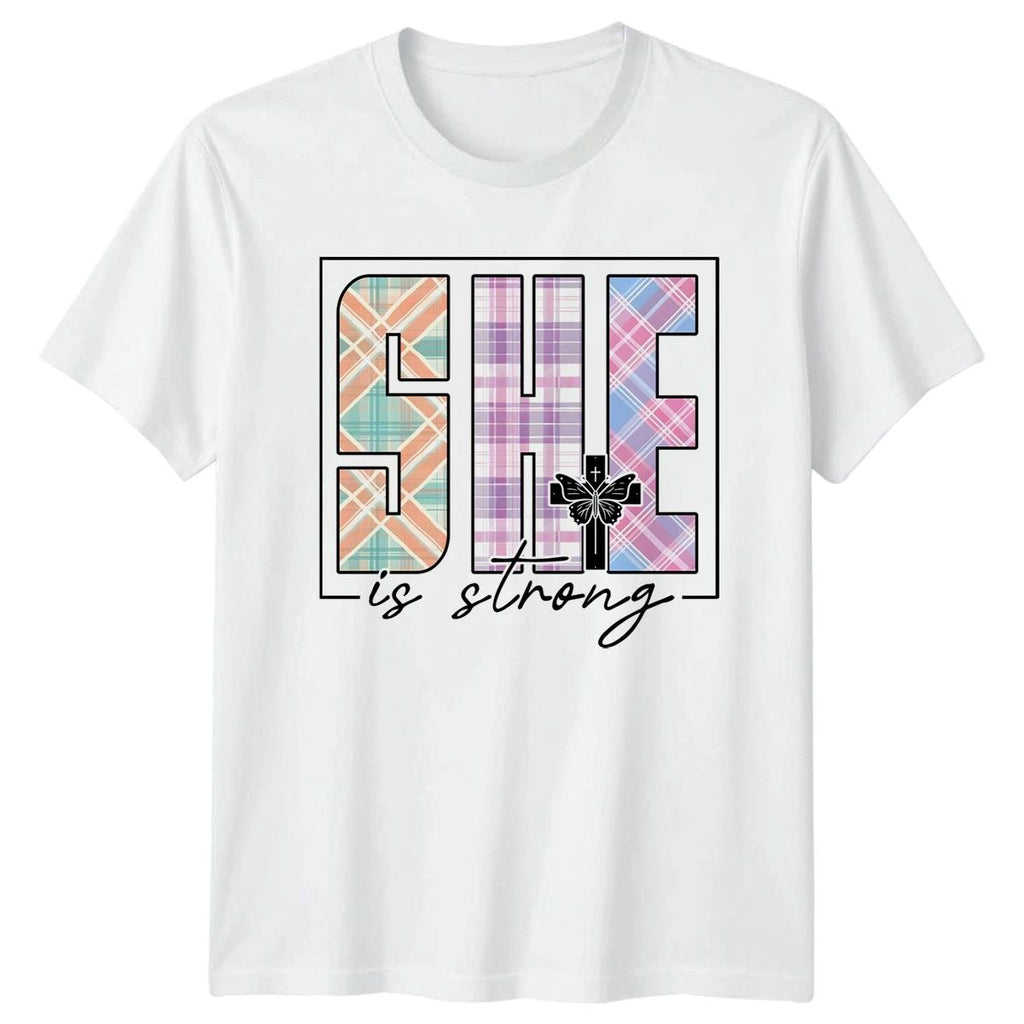 She Is Strong Womens T-Shirt Faith Empowerment Mothers Day Gift For Her