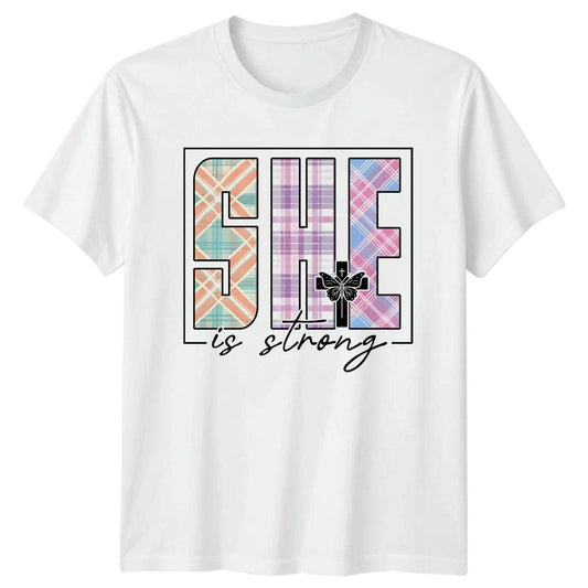 She Is Strong Womens T-Shirt Faith Empowerment Mothers Day Gift For Her