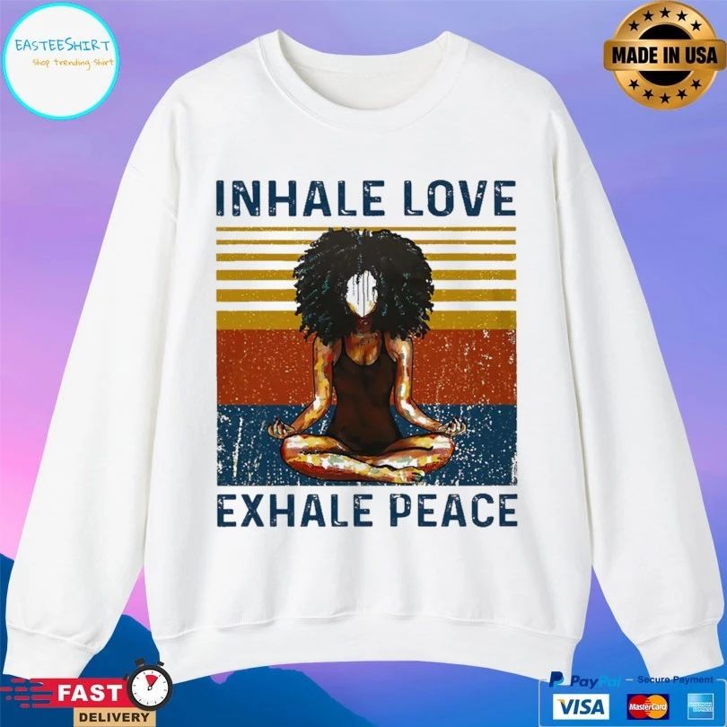 Yoga Afro Inhale Love Exhale Peace Vintage T-shirt