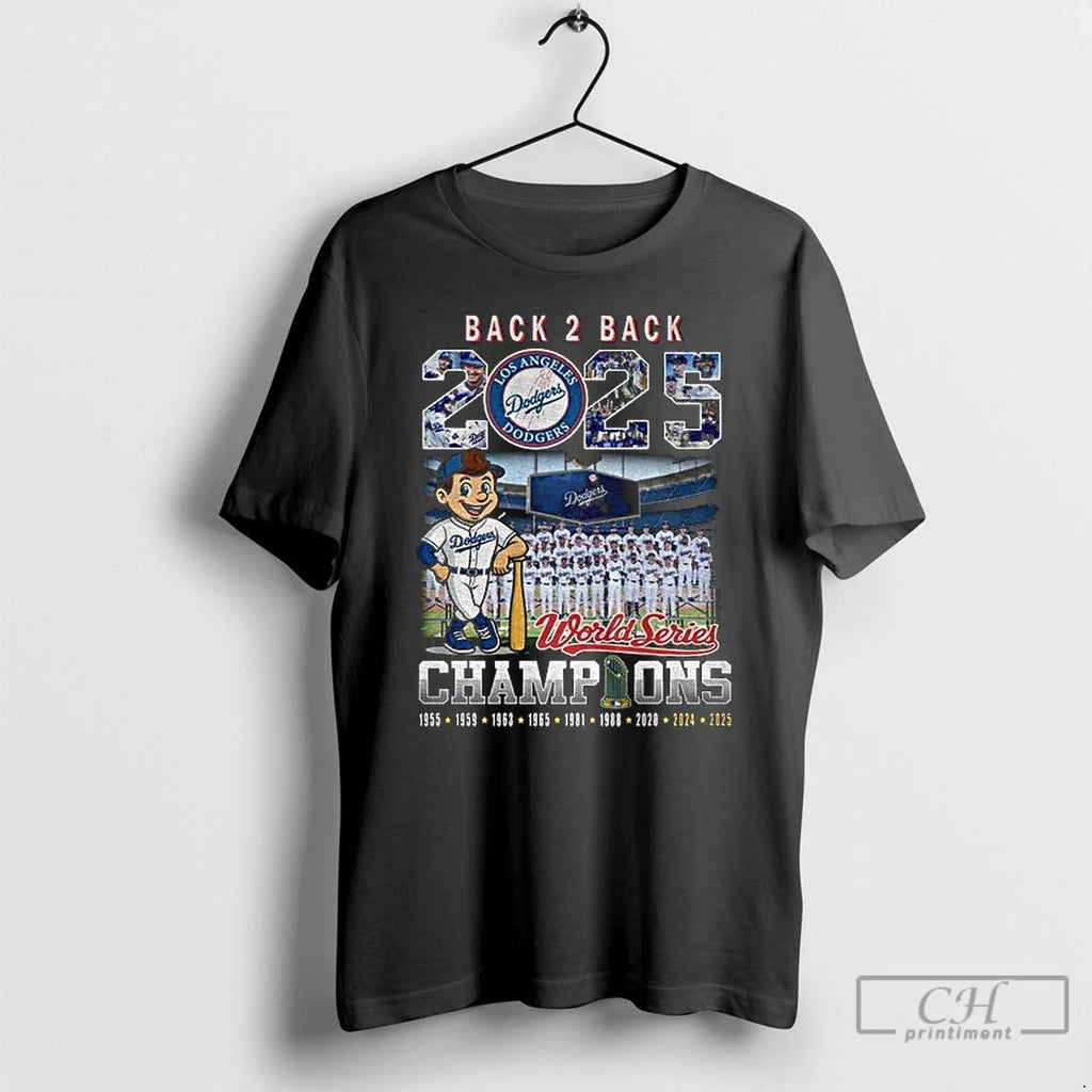 Classic Los Angeles Dodgers Back To Back World Series Champions 2025 T Shirts