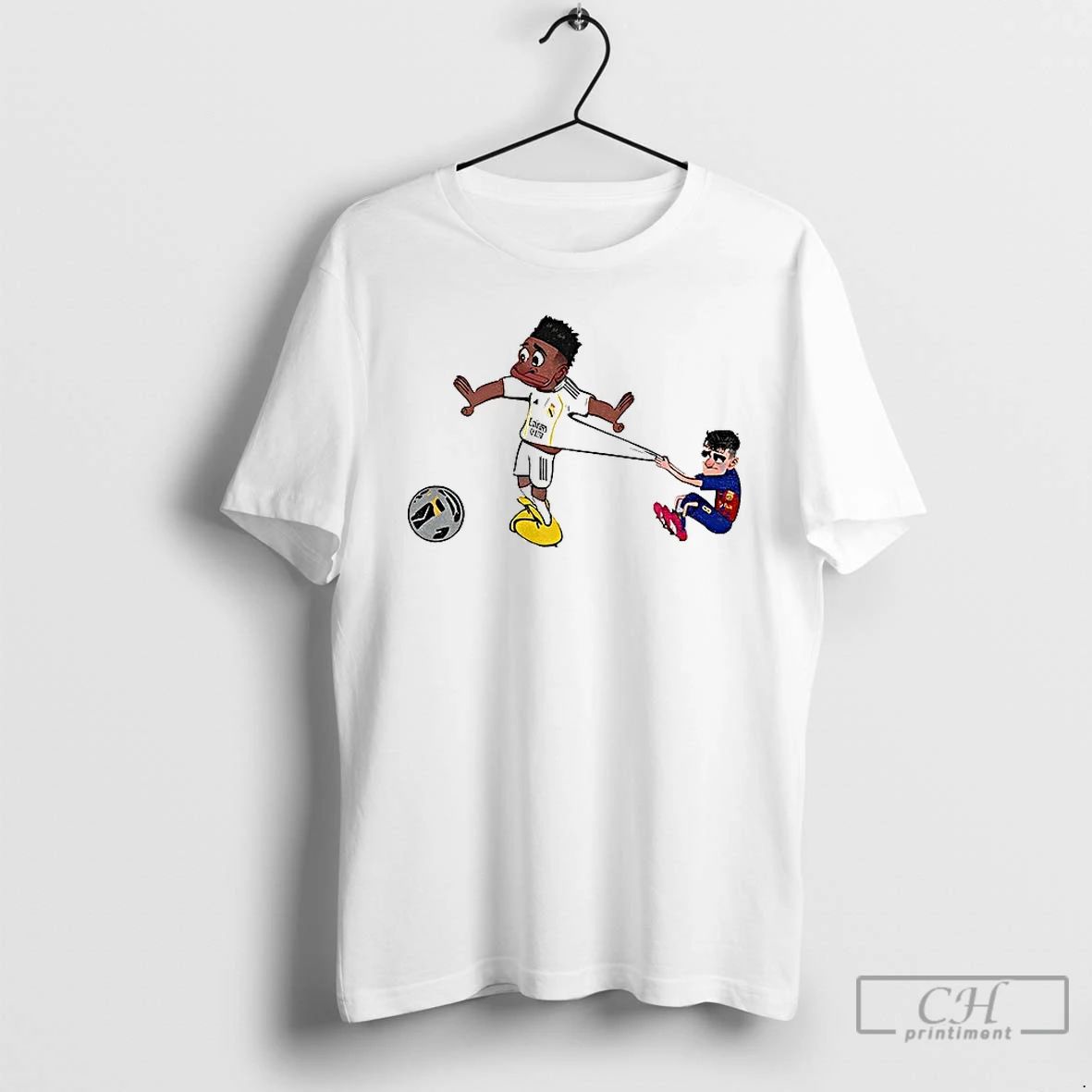 Classic Pedri Pulling Vini Jr 7 Football Cartoon Meme T Shirts