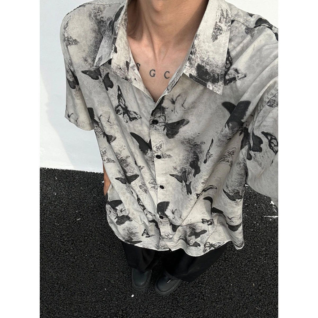 Men's Summer Fashion Trend Short Sleeved Shirt Street Loose Printed Shirt New