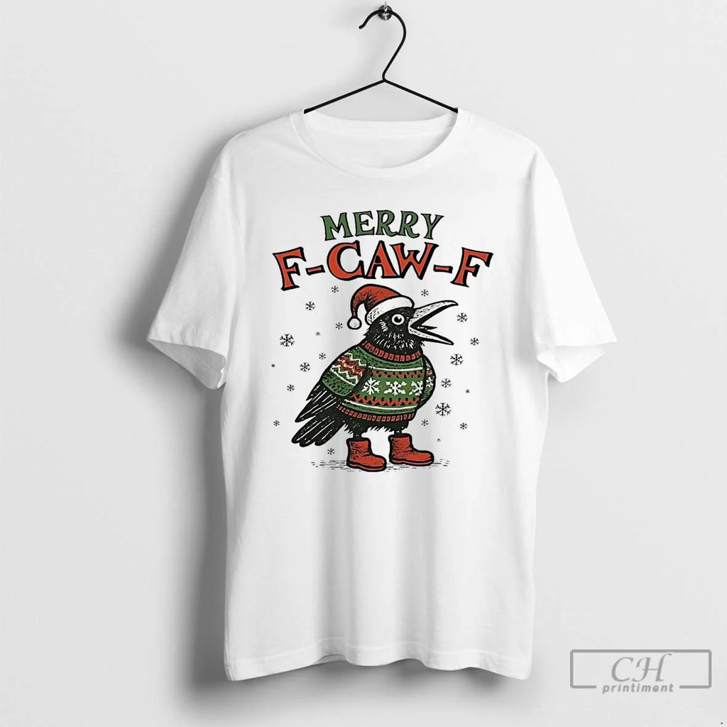 Premium Crow Merry F Caw F Christmas T Shirts