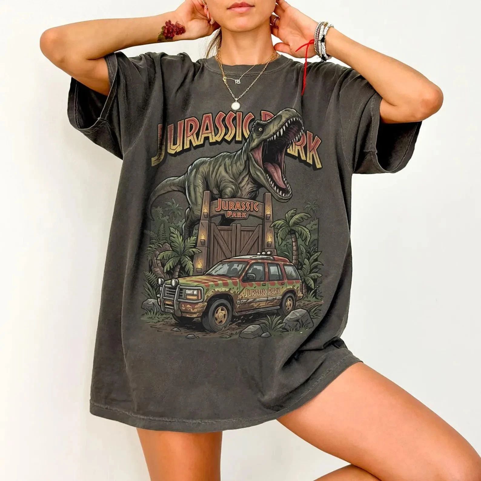 Vintage Dinosaur Park Entrance Shirt Retro T Rex Tour Graphic Tee