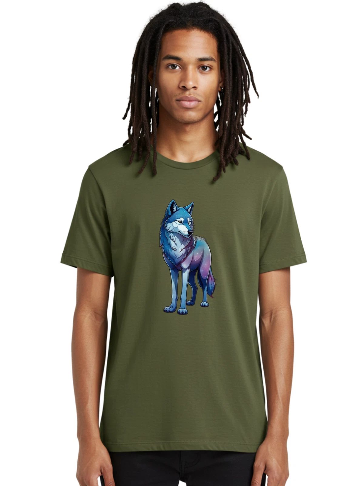 Galaxy-Wolf-6 Mens Graphic Tee, 100% Cotton, Casual Summer Wear