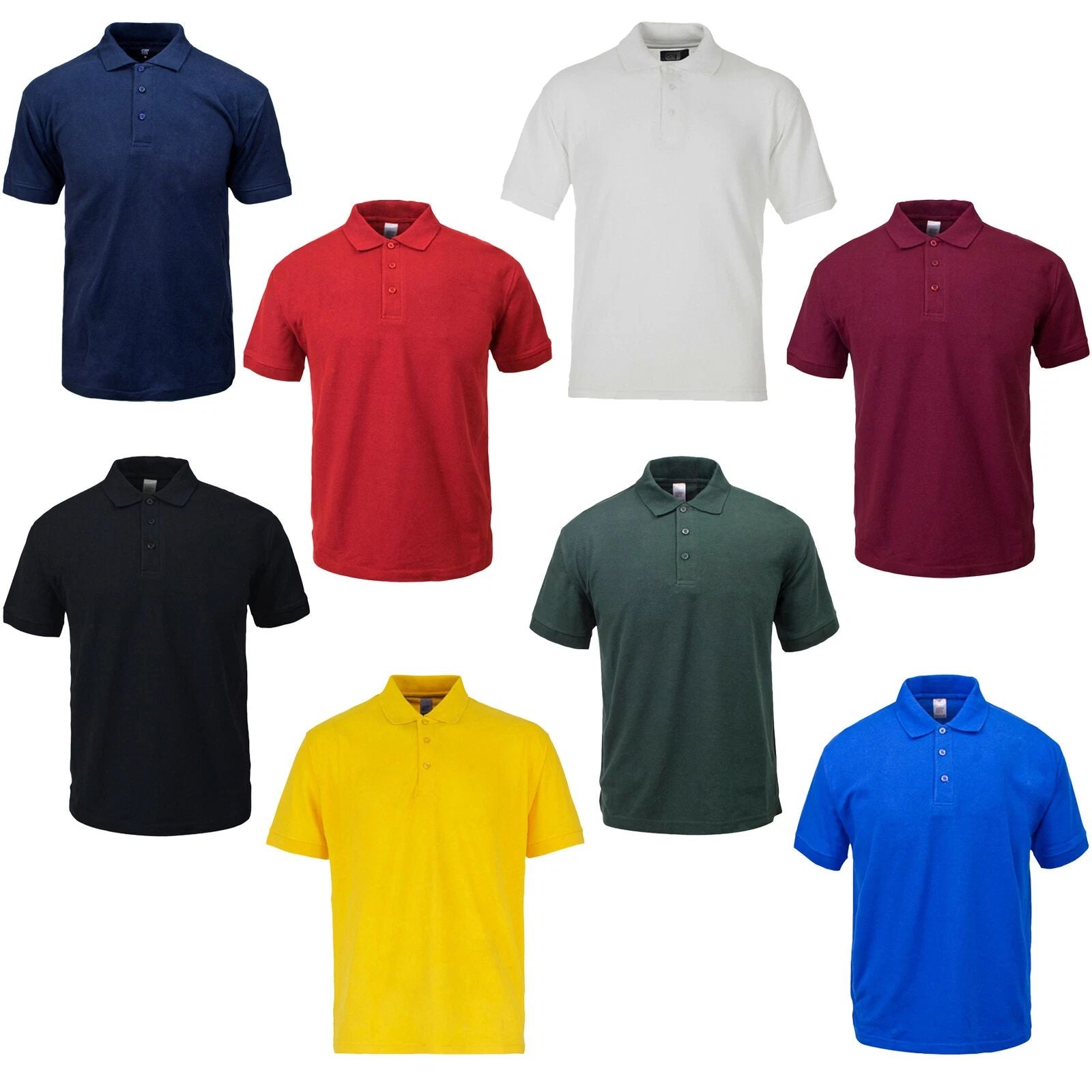 MENS ACTIVE PIQUE POLO T SHIRT GOLF SPORTS WORK LEISURE COLLAR PLAIN SUMMER TOP