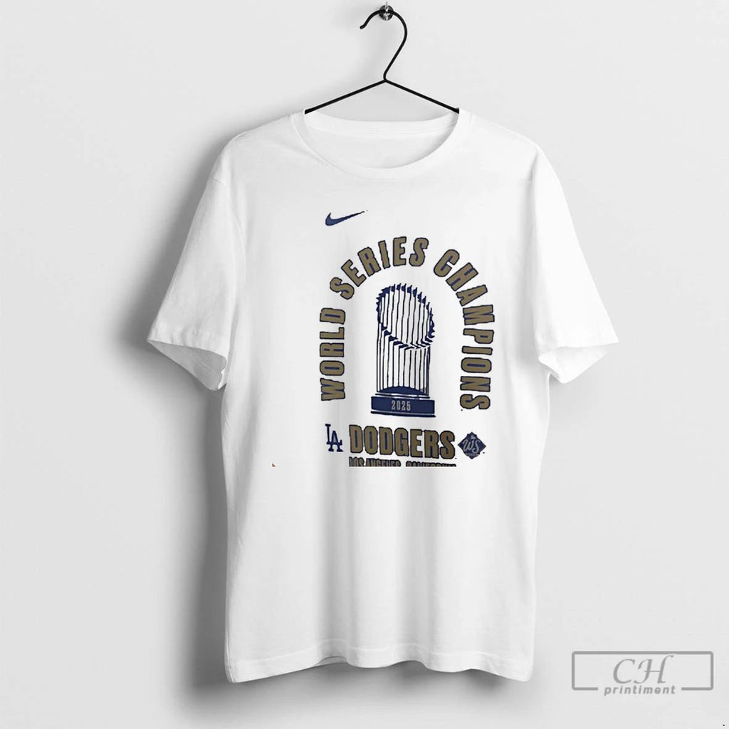 Classic La Dodgers 2025 World Series Champions Trophy Christmas T Shirts