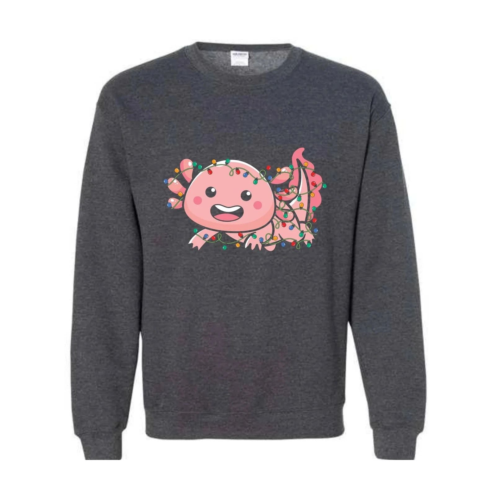 Cute Axolotl Christmas Lights Sweatshirt, Axolotl Lover Sweater, Santa Axolotl S