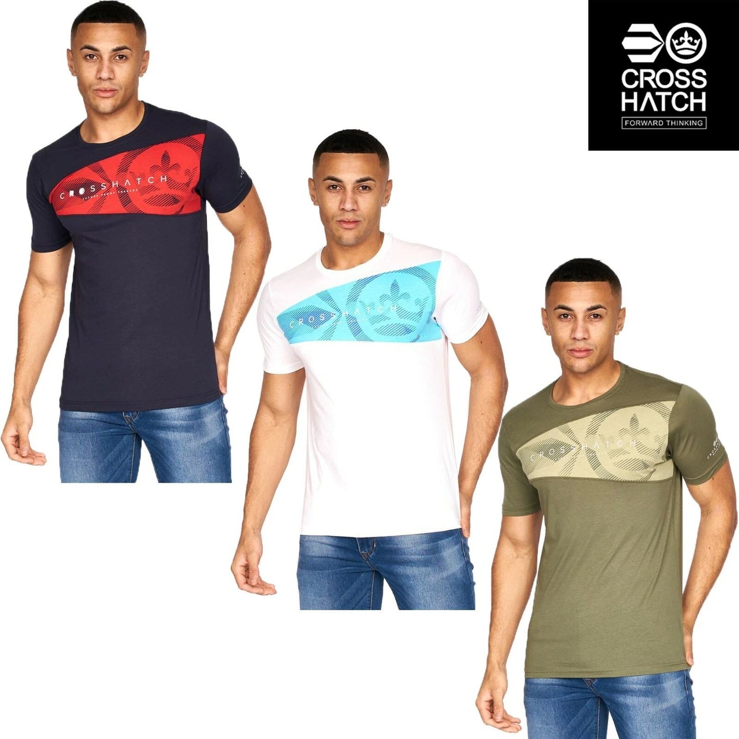 Mens Crosshatch T-Shirt Short Sleeve Crew Neck 100% Cotton Casual Summer Top New