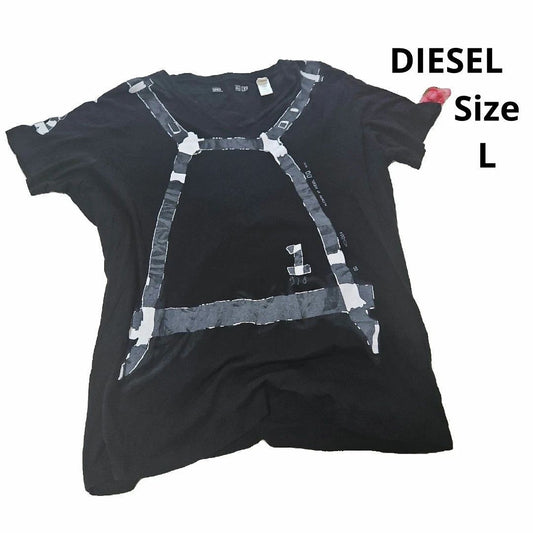 Diesel Black White T-Shirt Size L Casual Japan