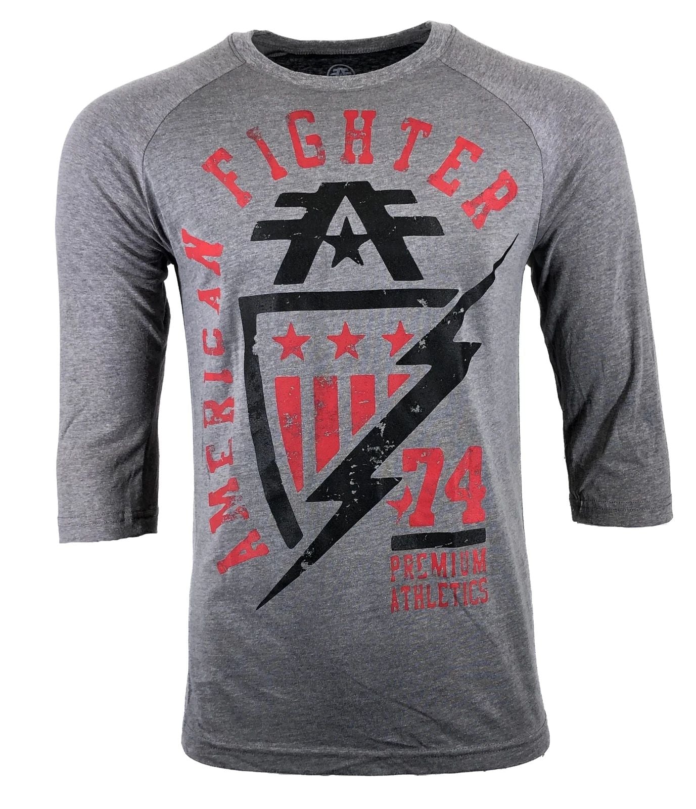 AMERICAN FIGHTER Men's T-Shirt CENTRAL RAGLAN Athletic Biker MMA S-3XL