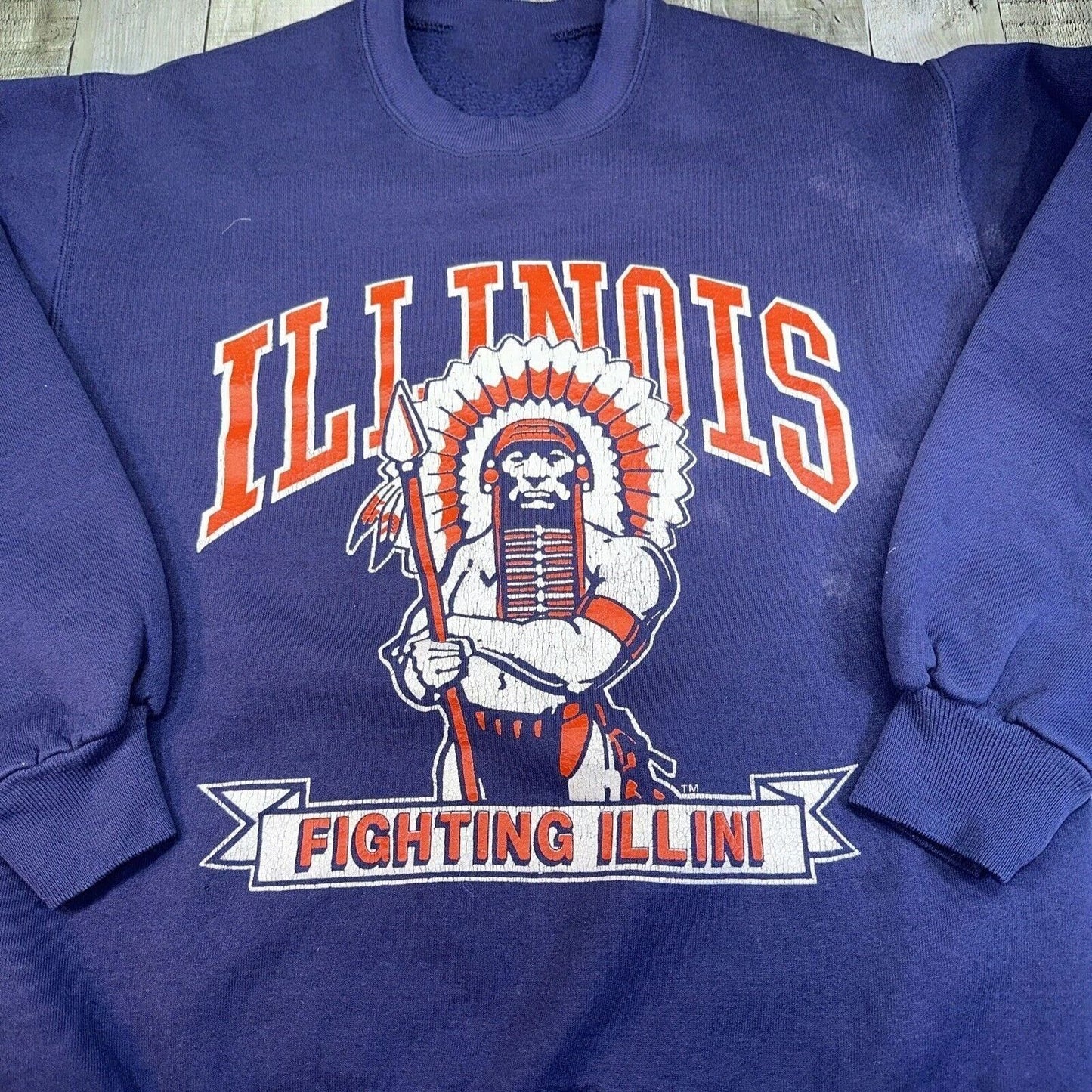 80s Navy Blue Illini Inspired Crewneck Sweatshirt Vintage Retro Pullover
