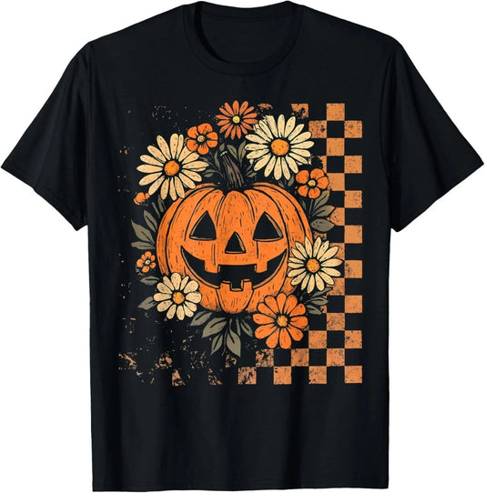 Vintage Floral Boho Pumpkin Cute Halloween Fall T-Shirt unisex T-Shirt
