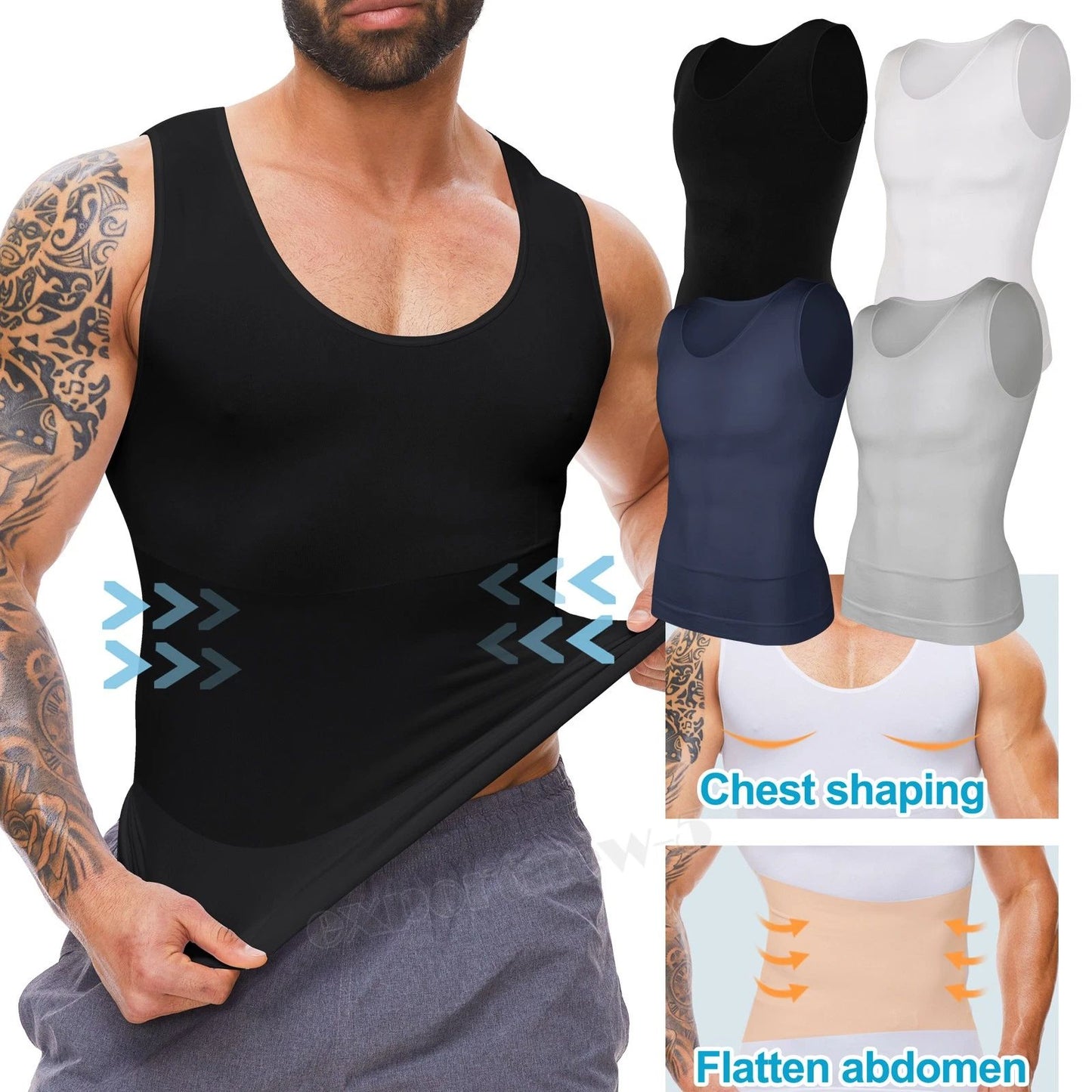 Men's Body Shaper Gynecomastia Compression Ionic Shaping Shirt Slimming Tank Top
