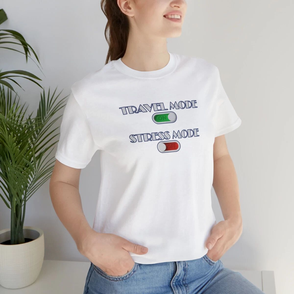 Travel Mode ON - t-shirt with a unique and creative print design